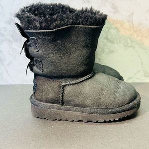 UGG Mini Bailey Bow  Faux Fur Lined Boot Black Size 5